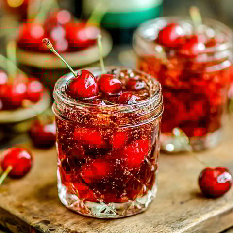 Cherry recipe in a jar.