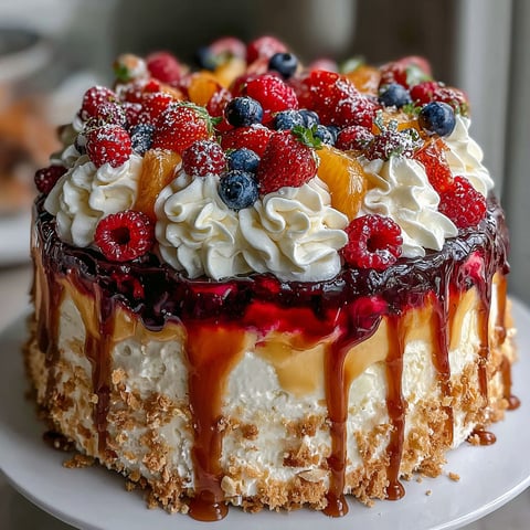 A cake with fruit on top.