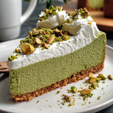 A slice of green cake with white frosting.