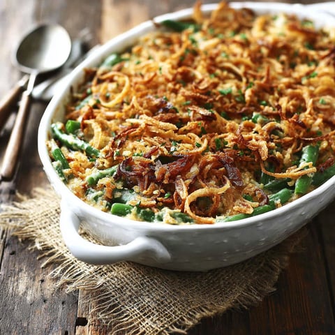 A white bowl filled with a dish containing onions and peas.