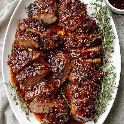 A plate of meat with a recipe on the side.