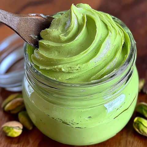 A jar of green cream with a spoon in it.