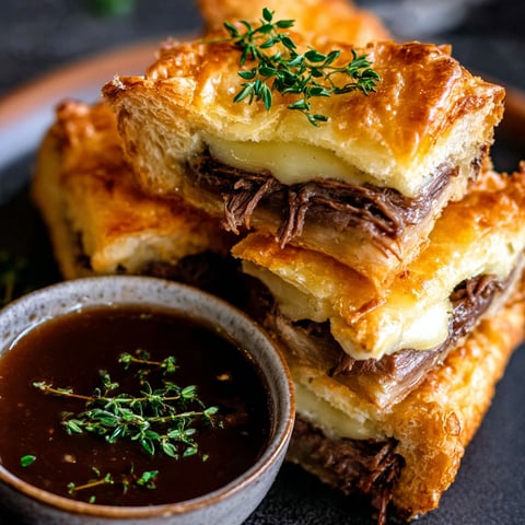 A bowl of sauce with a piece of meat and a sprig of parsley.