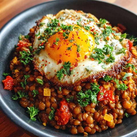 A bowl of food with a fried egg on top.