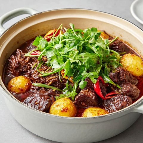 A bowl of food with greens on top.