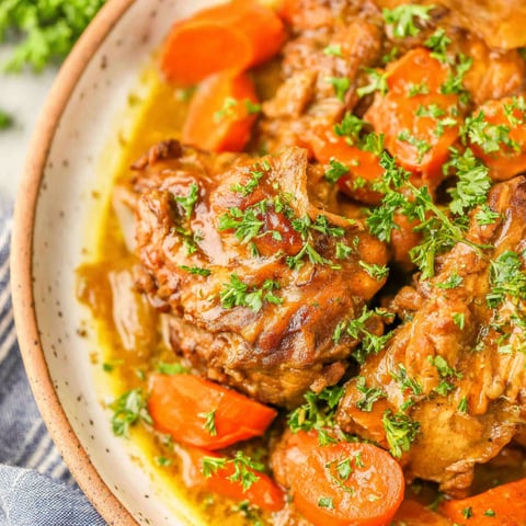 A bowl of meat and vegetables.