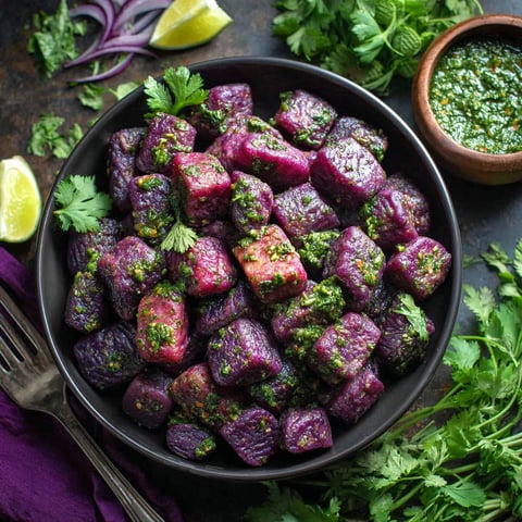 A bowl of meat with a green sauce.