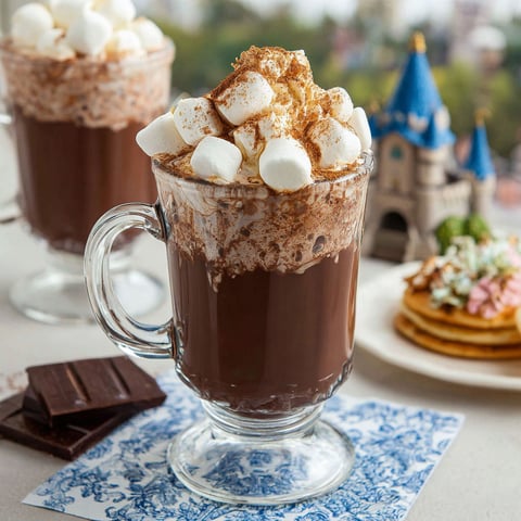 A glass of chocolate milk with marshmallows on top.