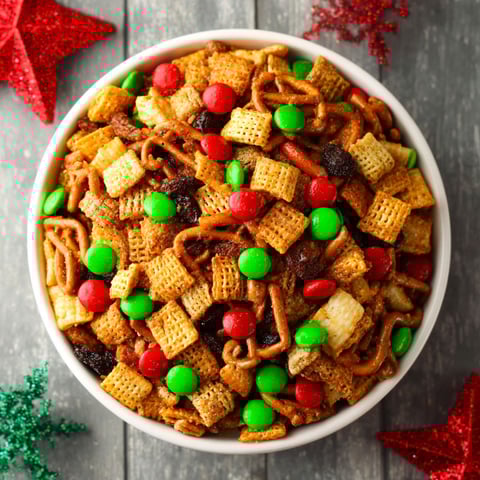 A bowl of cereal with a green, red and white star.