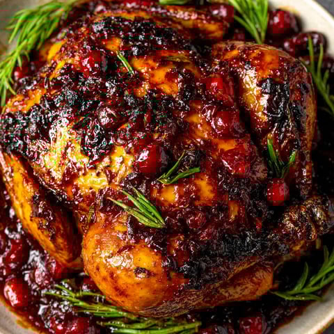 A chicken recipe with sauce and herbs.