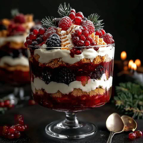 A recipe for a dessert with berries and whipped cream.