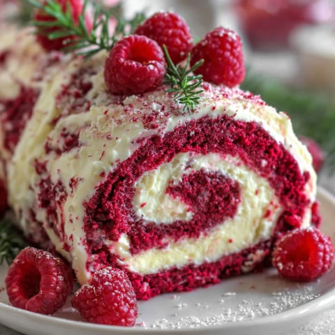 A cake with raspberries on top.