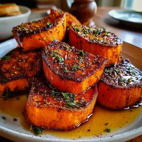 A plate of roasted vegetables.