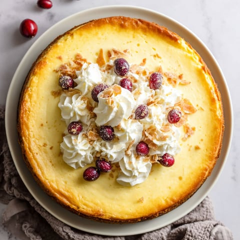 A slice of cheesecake with white whipped cream and fruit toppings.