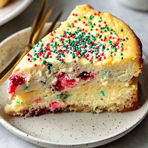 A slice of cake with red and green sprinkles.