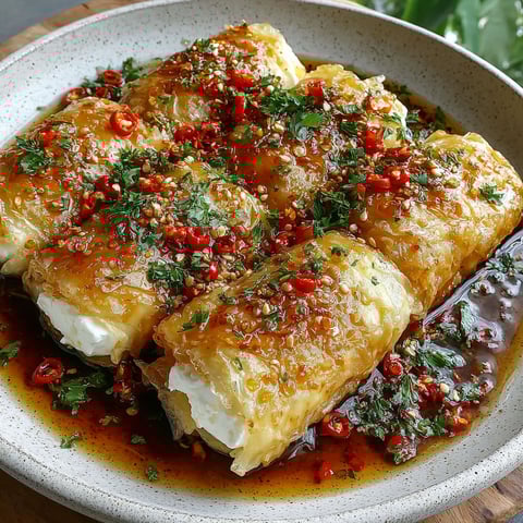 A plate of food with a recipe on the side.