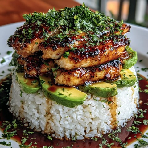 A plate of food with rice and meat on top.