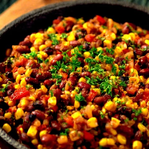 A dish of food with a variety of ingredients.