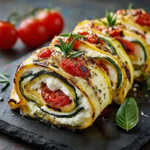 A recipe for a zucchini and tomato roll.