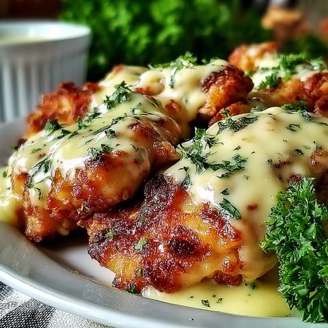 A plate of food with a recipe on the side.